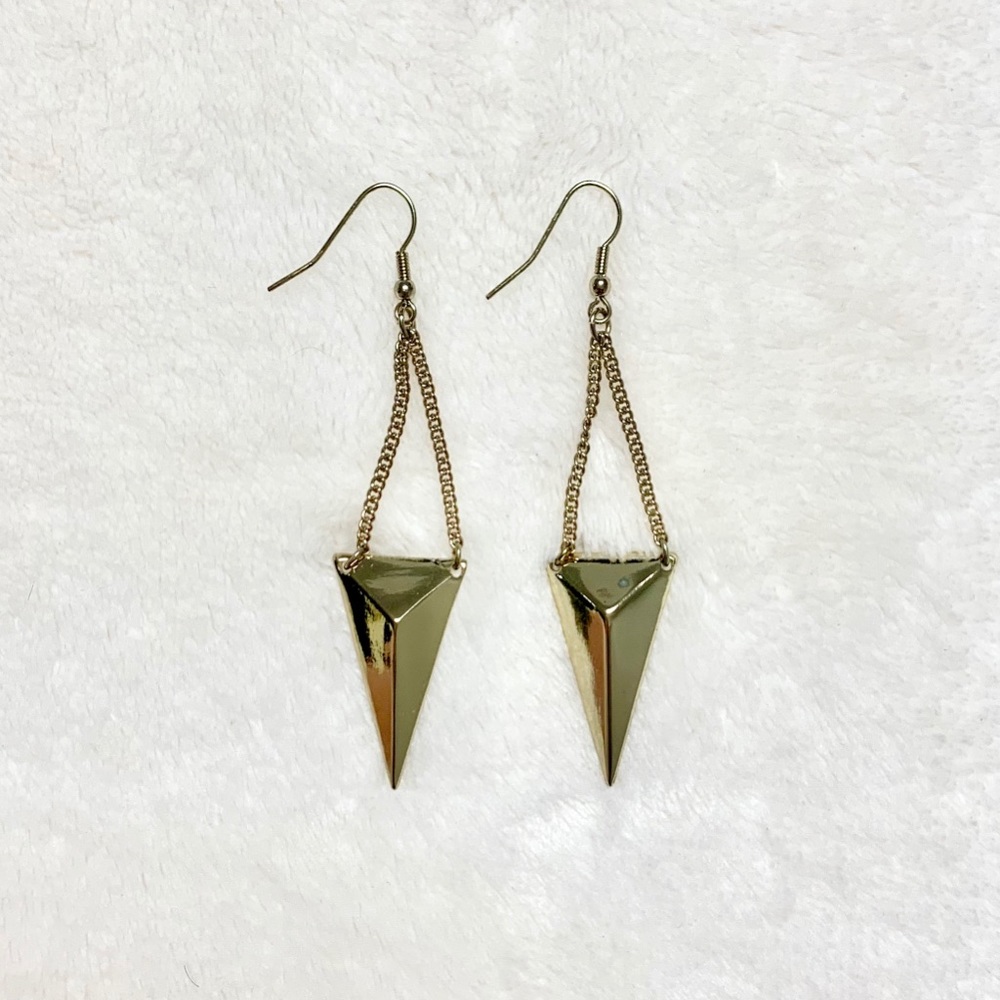 Gold Drop Triangle Earring